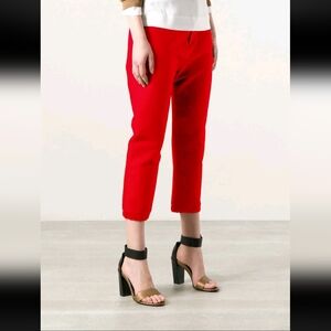 $1000 Designer Rare MARNI Women's Red Pamal Cropped Trousers Pants Sz IT 46